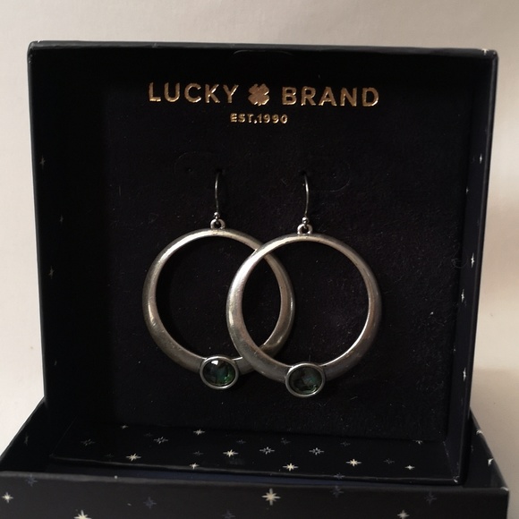 Lucky Brand Silver-toned with Multi-coloured "stone" Round Earrings in Box - Picture 3 of 7